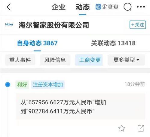 海爾智家注冊資本增至90.28億，軟件與輔助設備成戰略新引擎